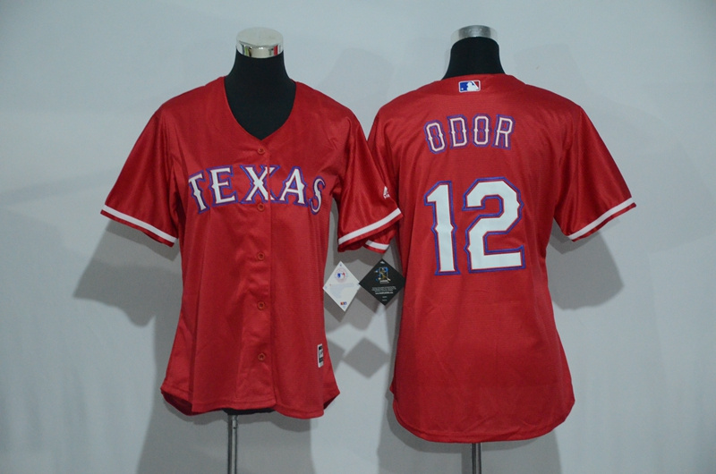 Womens 2017 MLB Texas Rangers #12 Odor Red Jerseys